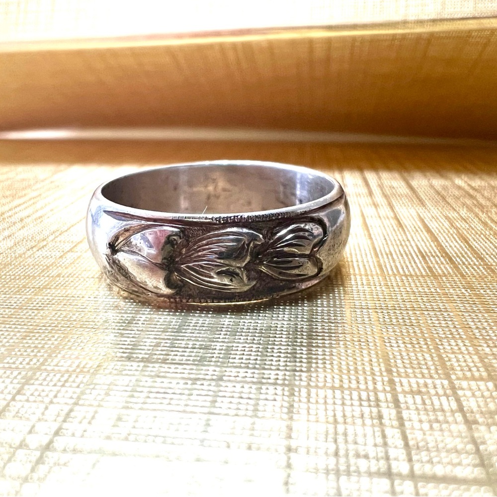 925 Silver Leaf Pattern Ring - image 4